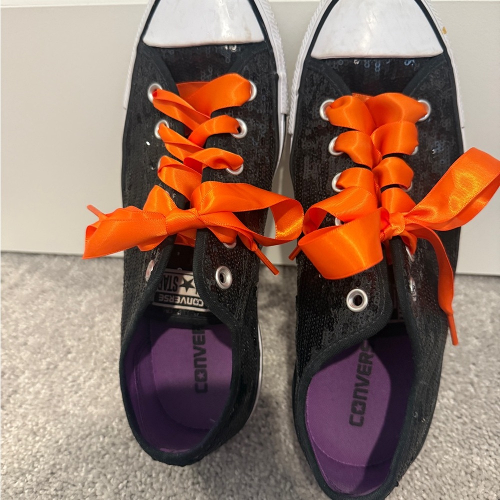 Converse Women's Black and Orange Sneakers size 10